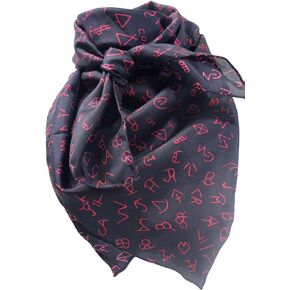 Wyoming Traders Black Wild Rag with Brands Scarf, 34.5 inch by 34.5 inch Square
