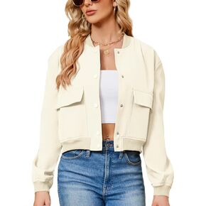 Durio Womens Bomber Jacket Fashion Short Cropped Jacket Casual Jackets for Women Varsity Jacket with Pockets Spring Fall