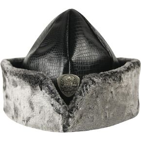 Turkish Ottoman Bork Hat Shiny Black Ertugrul Osman Dirilis Faux Fur Winter Cap with Ottoman Coat of Arms Emblem in Saudi Arabia