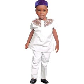 HD African Kids Attire Parent-Child Clothes Sets Traditional Embroidery Dashiki Daddy and Me Outfits