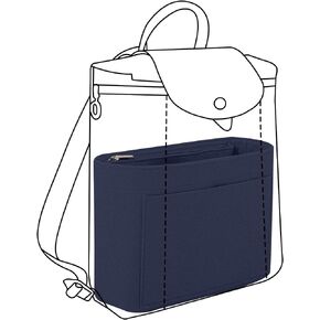 Lckaey Bag organizer insert for le pliage backpack Felt insert knapsack purse insert Y083-Black grey