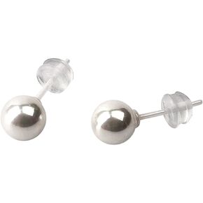 BioCeramic Pearl Stud Earrings, Ceramic Ball Earrings for Women, HypoallergenicClassic Pearl Stud Earrings, 6mm-16mm Round Ball Ear Studs for Sensitive Ears and New Piercing