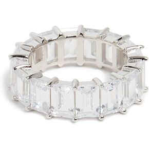 Adina's Jewels Women's Baguette Eternity Band, Silver, 6