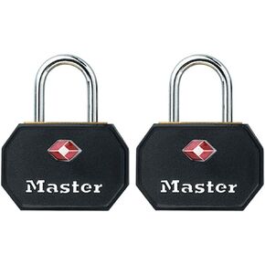 Master Lock 4681TBLK TSA Approved Luggage Lock with Key, 2 Pack, Assorted Colors