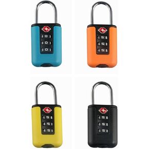 4pcs TSA Customs Code Lock 3-Digit Waterproof Anti-Theft Security Code Lock Convenient Suitcase Luggage Lock(Yellow/Blue/Black/Orange)