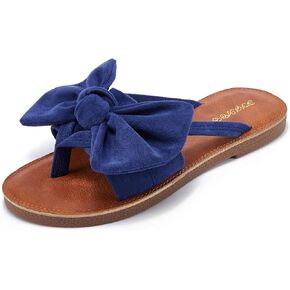 FISACE Womens Slip On Flip Flops Ring Toe Strappy Summer Gladiator Flat Sandals