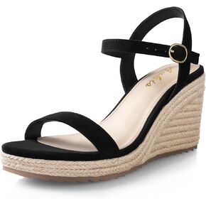 Ankis Platform Wedge Sandals for Women, Black Brown White Nude Espadrille Womens Wedge Sandals Comfortable Open Toe Ankle Strap High Heel Wedges for Women Dressy Summer -3.4Inch in Kuwait