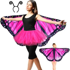 D.Q.Z Double Sided Butterfly Wings Costume and Tutu Skirt for Women, Fairy Ladies Festival Gifts for Cosplay Birthday Party