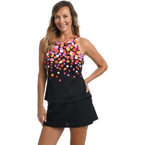 Maxine Of Hollywood Women's High Neck Crossback Taknini Swimsuit Top