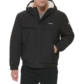 Tommy Hilfiger Men's Arctic Cloth Sherpa Lined Snorkel Jacket, Black, X-Large