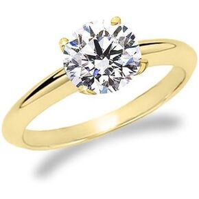 1/4 Carat Round Cut Diamond Solitaire Engagement Ring 14K Yellow Gold 4 Prong (J-K, I2, 0.25 c.t.w) Very Good Cut