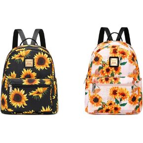 Cusangel Mini Backpack Purse for Women Girls，Black and White Sunflower Backpack