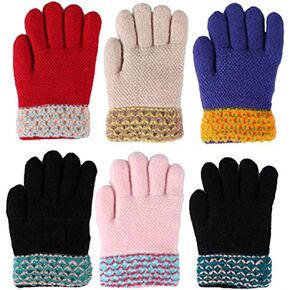 Gilbins Toddler-Kids Soft And Warm Fuzzy Interior Lined Gloves 6-Pack