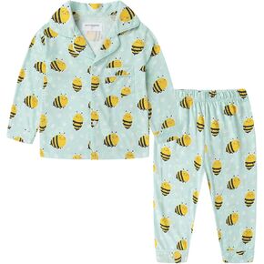 Mud Kingdom Little Boys Girls Pajamas Set Cute Funny Cartoon Button Down