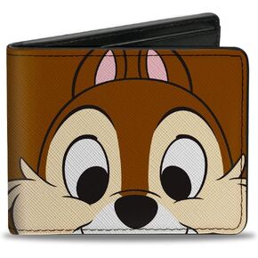 Wallet Bifold PU Chip n Dale Chip Face Close Up and Autograph Brown