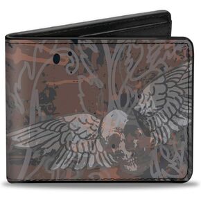 Buckle-Down Men's Wallet, Bifold, Gothic Pattern, Vegan Leather, Multi, 4.0" x 3.5"