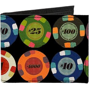 Buckle-Down Men's Standard Canvas Bifold Wallet Poker, 4.0" x 3.5"