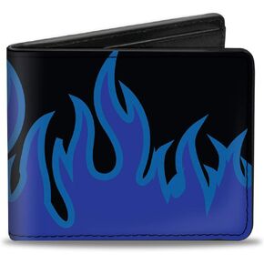 Buckle-Down Men's Wallet, Bifold, Flames Black Blues, Vegan Leather, 4.0" x 3.5"