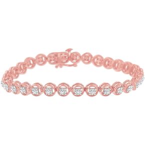 Original Classics .925 Sterling Silver 1/4 Cttw Diamond 7" Open Circle Wheel Link Tennis Bracelet (I-J Color, I2-I3 Clarity) - Choice of Metal Color