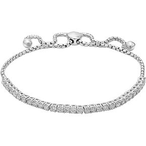 Sterling Silver Lab-Grown Diamond Bolo Bracelet Adjustable (1.50 cttw, F-G Color, VS2-SI1 Clarity) 9"