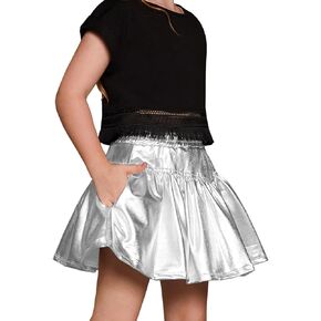 Perfashion Girls Metallic Skirts Built-in Shorts Sparkly Skort Alien Shorts 4-13 Years