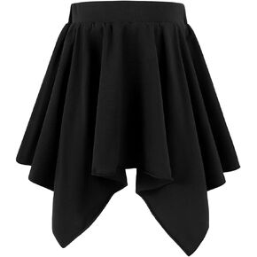 Noomelfish Girls Cotton Handkerchief Hem Twirl Skirt Mini Stretch Dance Skirts (5-12 Years)