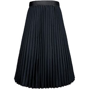 Chiffon Pleated Skirt for Girls High Waist Elastic A-Line Boho Swing Maxi Long Skirt