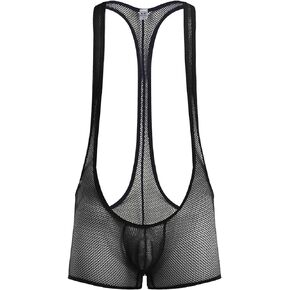 4UFIT Men's Mesh Boxer Bodysuit Underwear Wrestling Singlet Bodysuit Athletic Supporters