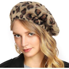 Glamorstar Women's Leopard Beret Vintage Hat