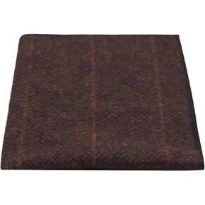 King & Priory Luxury Mahogany Herringbone Check Pocket Square, Handkerchief, Tweed
