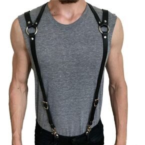 Men Body Chest Belt for Men Adjustable Leather Belts with Buckles Rave Costume Sexy Punk Chest Belt Clubwear Costume