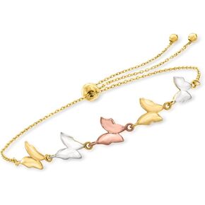 Ross-Simons 14kt Tri-Colored Gold Butterfly Bolo Bracelet