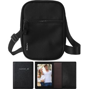 BAPHITY Genuine Leather Passport Holder Cover and Crossbody Bags Sling Purses for Women Trendy