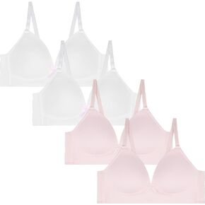 Rene Rofe 4 Pack Padded Wirefree T Shirt Bras - Wireless Training Bras for Girls