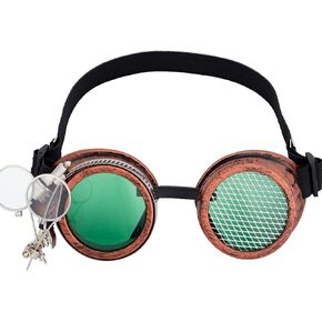 OMGREAT Steampunk Goggles Victorian Style Funky Festival Rave Glasses Welding Cosplay Glasses with Double Ocular Loupe