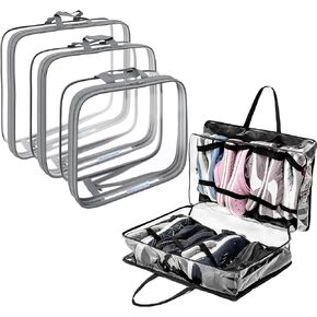 مجموعة من 3 مكعبات تعبئة مضغوطة شفافة - حقيبة سفر للأحذية لأحذية متعددة 8 أزواج in Kuwait