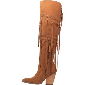 Dingo Womens Witchy Woman Pull On Casual Boots Over the Knee High Heel 3" & Up - Black