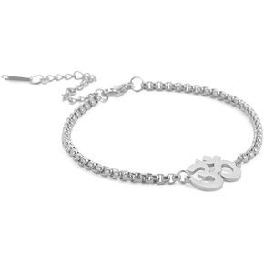 EUEAVAN Om Aum Ohm Sanskrit Symbol Bracelet Fashion Anklet Yoga Spiritual Lucky Charm Talisman Jewelry Box Chain Girls Women