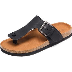 DREAM PAIRS Women's Comfort Slip-on Arch Support Orthotic Flip Flops, Summer Cute T-Strap Flat Thong Sandals with Adjustable Buckle