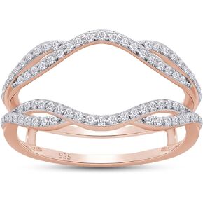 SAVEARTH DIAMONDS 2/5 ct t.w Round Cut Lab Created Moissanite Diamond Double Infinity Wedding Ring Guard Enhancer For Women In 14K Gold Over Sterling Silver(D Color, VVS1 Clarity 0.40Cttw)