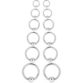 SCERRING 12PCS 12G Stainless Steel Captive Bead Ring Nose Rings Hoop Helix Daith Cartilage Tragus Earrings Nipple Eyebrow PA Body Piercing 8mm 10mm 12mm 14mm 16mm 19mm