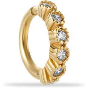 6mm Clicker Hoop Cartilage Piercing Earring With Clear Zircons - 14K Solid Yellow Gold - For Helix Tragus Septum Lobe Conch & Other Body Piercing BY KORAL JEWELRY