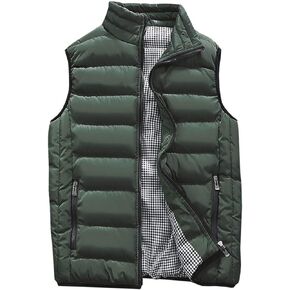 Men's Outdoor Casual Stand Collar Outwear Padded Vest Coats