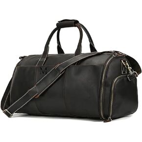 Convertible Garment Bag Genuine Leather with Shoes Compartment Customized Full Grain Leather Carry on Duffle Bag for Men Women Hanging Weekender Business Suitcase