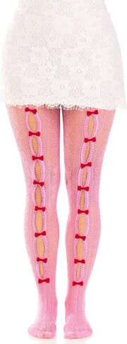 Leg Avenue Womens Sweetheart Striped Net Tights With Keyhole and Mini Bow DetailTights in Saudi Arabia