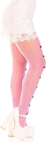 Leg Avenue Womens Sweetheart Striped Net Tights With Keyhole and Mini Bow DetailTights in Saudi Arabia