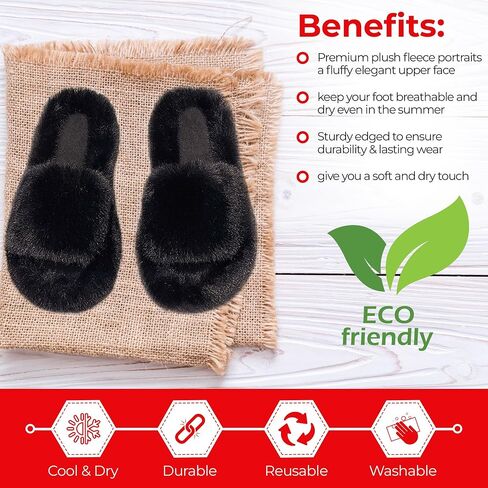 ALENAS Home Slippers for Women, Fuzzy Plush Faux Fur Lined Flip Flops, Fashion Gift Slippers with Anti-Slip Sole in Saudi Arabia