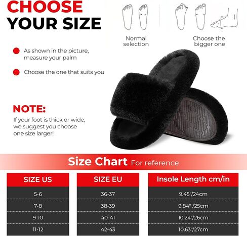ALENAS Home Slippers for Women, Fuzzy Plush Faux Fur Lined Flip Flops, Fashion Gift Slippers with Anti-Slip Sole in Saudi Arabia