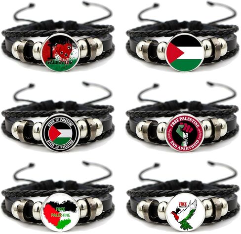 6 Pack Free Palestine Bracelet Palestine Free Flag Pattern Adjustable Wrap Bracelets Supports Palestine for Men Women in Kuwait