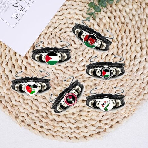 6 Pack Free Palestine Bracelet Palestine Free Flag Pattern Adjustable Wrap Bracelets Supports Palestine for Men Women in Kuwait